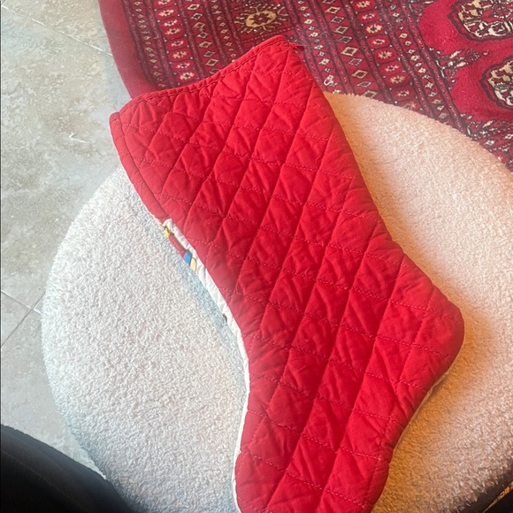 Vintage Red Quilted Holiday Stocking with Nutcrackers - Picture 3 of 7